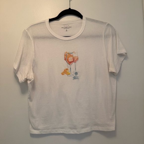 Abercrombie & Fitch Skimming Tee Aperol Spritz Graphic T-Shirt Cin Cin White M - Picture 3 of 6